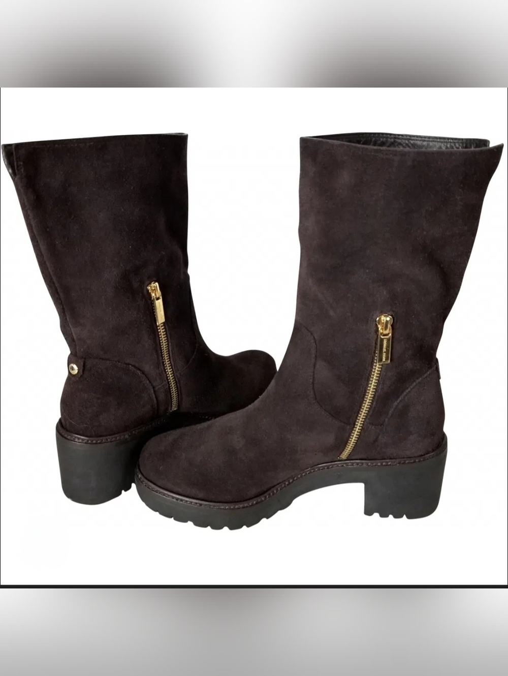 MICHAEL MICHAEL KORS Dark Brown Suede Whitaker mid-calf boots Sz 9